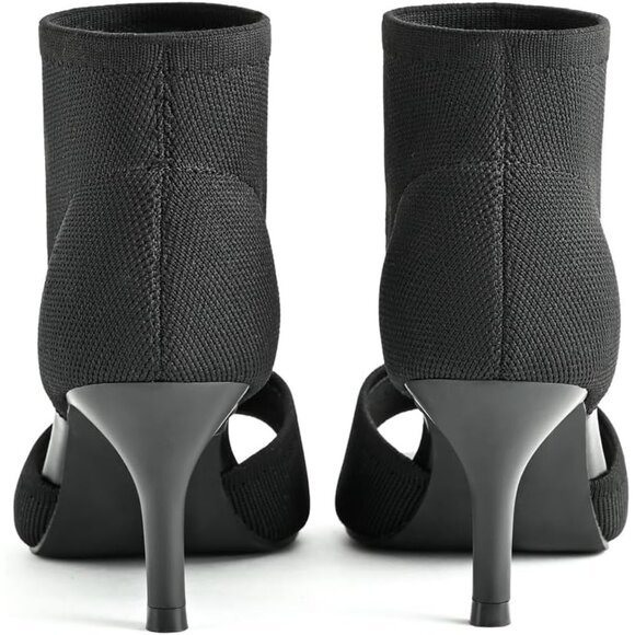 Women Black/2.7 in Ethylene Vinyl Acetate Wide Stretchy Stiletto High Heels - Picture 8 of 12